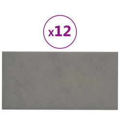 Panneaux muraux 12 pcs Gris clair 60x30 cm Velours 2,16 m²