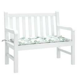 Coussin de banc de jardin motif de feuilles 110x50x7 cm tissu