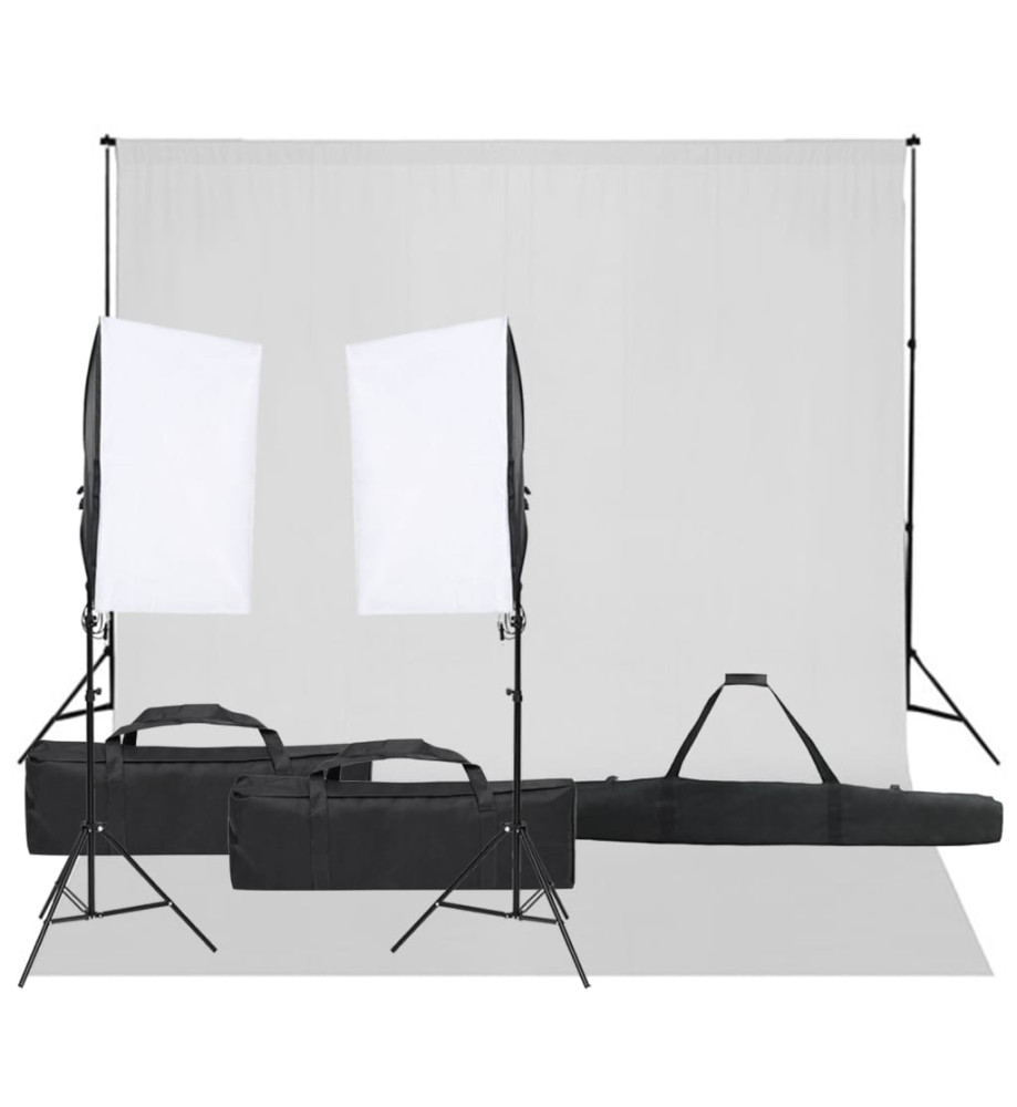 Kit de studio photo avec éclairage et toile de fond