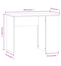 Bureau sonoma gris 100x55x75 cm bois d'ingénierie