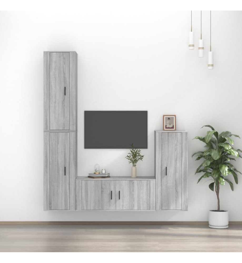 Ensemble de meubles TV 4 pcs Sonoma gris Bois d'ingénierie