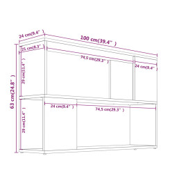 Bibliothèque Chêne fumé 100x24x63 cm Bois d'ingénierie