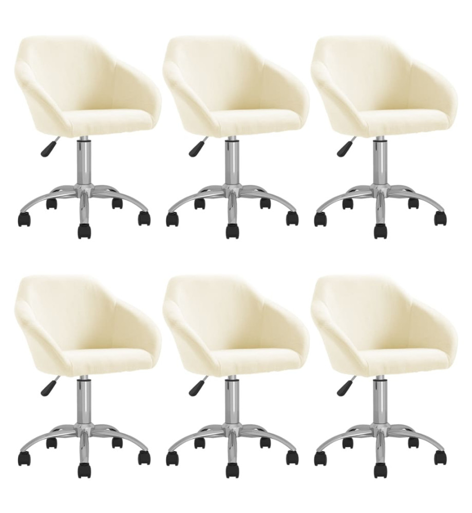 Chaises pivotantes à manger lot de 6 crème tissu