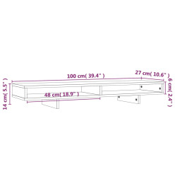 Support de moniteur Noir 100x27x14 cm Bois de pin solide