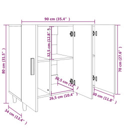 Buffet chêne sonoma 90x34x80 cm bois d'ingénierie