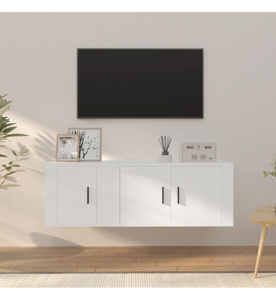 Ensemble de meubles TV 2 pcs Blanc Bois d'ingénierie