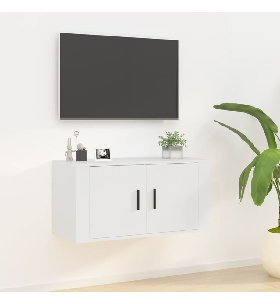 Meuble TV mural Blanc 80x34,5x40 cm