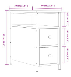 Table de chevet chêne sonoma 30x60x60 cm bois d'ingénierie