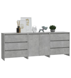 Buffets 3 pcs Gris béton Bois d'ingénierie