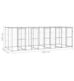 Chenil extérieur Acier galvanisé avec toit 12,1 m²