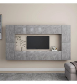 Ensemble de meubles TV 8 pcs Gris béton Aggloméré