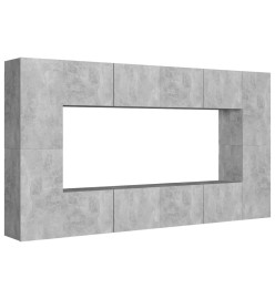 Ensemble de meubles TV 8 pcs Gris béton Aggloméré