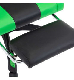 Fauteuil de jeux vidéo avec repose-pied Vert et noir Similicuir