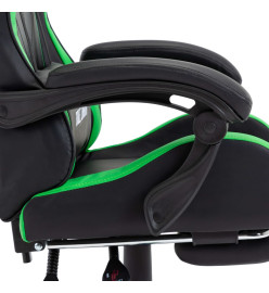 Fauteuil de jeux vidéo avec repose-pied Vert et noir Similicuir