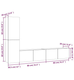 Ensemble de meubles TV 4 pcs Blanc Bois d'ingénierie