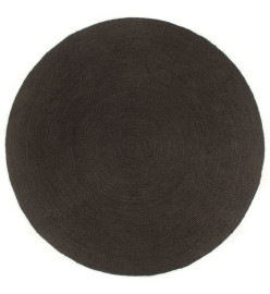 Tapis tressé réversible Anthracite et naturel 150 cm Jute Rond