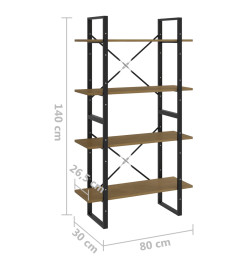 Bibliothèque à 4 niveaux Marron 80x30x140 cm Bois de pin massif