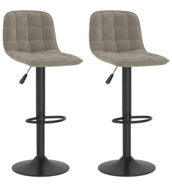 Tabourets de bar lot de 2 gris clair velours