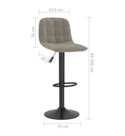 Tabourets de bar lot de 2 gris clair velours