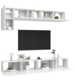 Ensemble de meuble TV 5 pcs Blanc brillant Aggloméré