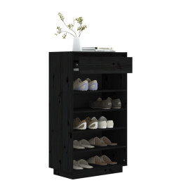 Armoire à chaussures Noir 60x34x105 cm Bois de pin massif