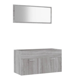 Ensemble de meubles de salle de bain 2 pcs Sonoma gris