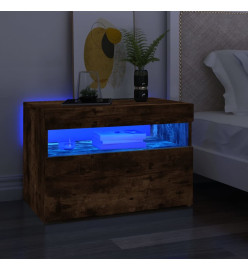 Meuble TV avec lumières LED Chêne fumé 60x35x40 cm