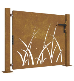 Portail de jardin 105x105 cm acier corten conception d'herbe