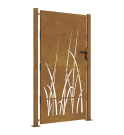 Portail de jardin 105x205 cm acier corten conception d'herbe