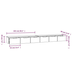 Armoires murales 2pcs Gris béton 102x30x20 cm Bois d'ingénierie