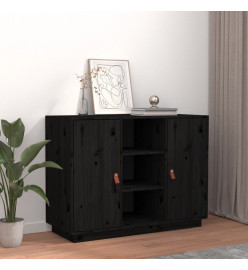 Buffet Noir 100x40x75 cm Bois massif de pin