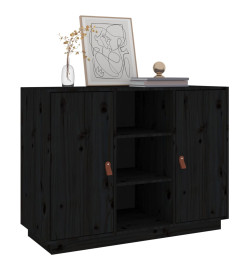 Buffet Noir 100x40x75 cm Bois massif de pin