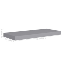 Étagères murales flottantes 2 pcs Gris 60x23,5x3,8 cm MDF