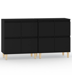 Buffets 2 pcs noir 60x35x70 cm bois d'ingénierie