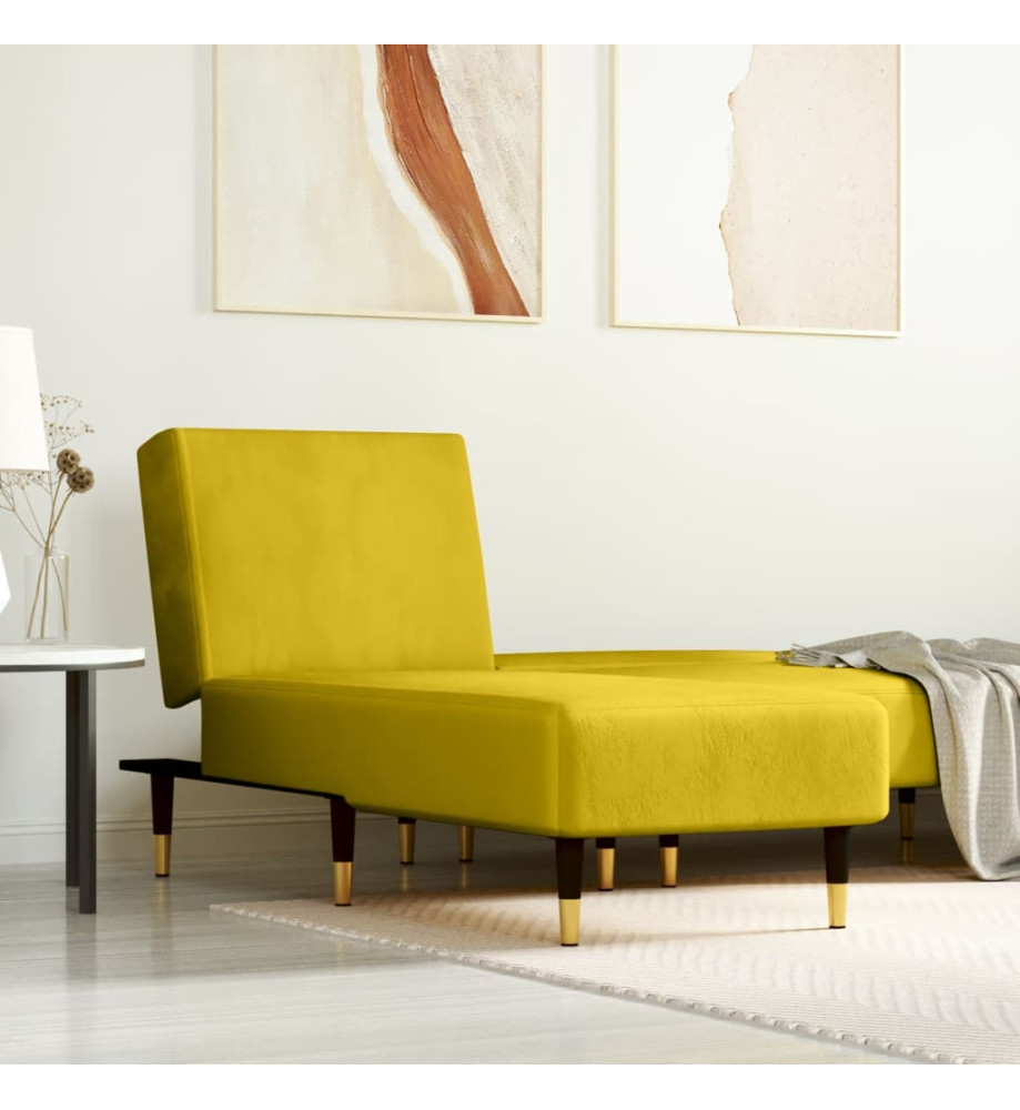 Chaise longue jaune velours