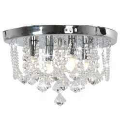 Plafonnier avec perles de cristal Argenté Rond 4 ampoules G9