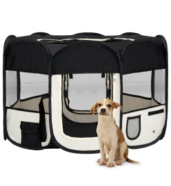 Parc pliable pour chien avec sac de transport Noir 110x110x58cm