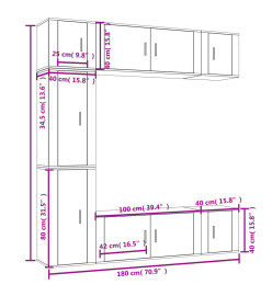 Ensemble de meubles TV 7 pcs Chêne fumé Bois d'ingénierie