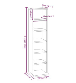 Armoire à CD Chêne fumé 21x20x88 cm Bois d'ingénierie