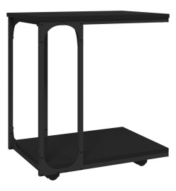 Table d'appoint avec roues Noir 50x35x55,5 cm Bois d'ingénierie