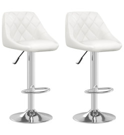 Tabourets de bar lot de 2 blanc similicuir