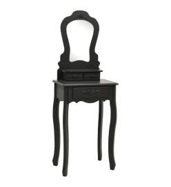 Ensemble de coiffeuse avec tabouret Noir 50x59x136 cm Paulownia