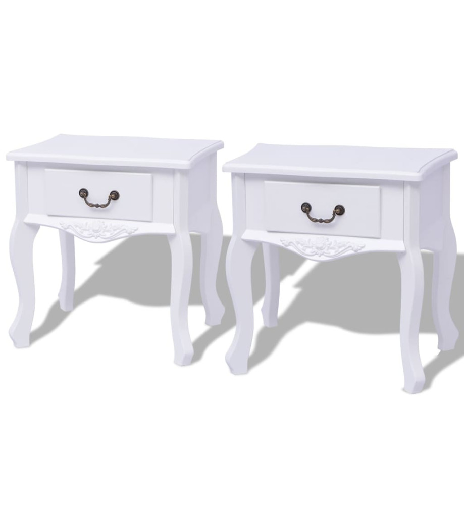 Table de chevet 2 pcs MDF Blanc