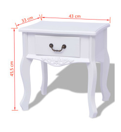 Table de chevet 2 pcs MDF Blanc