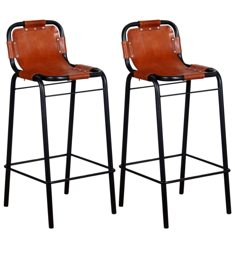 Tabourets de bar lot de 2 cuir véritable