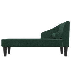 Chaise longue avec traversin vert foncé tissu