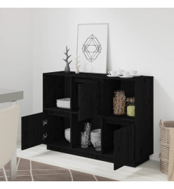 Buffet Noir 110,5x35x80 cm Bois massif de pin