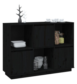 Buffet Noir 110,5x35x80 cm Bois massif de pin