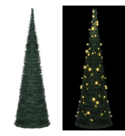 Sapin de Noël artificiel avec guirlandes et LED vert 150 cm