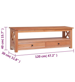 Meuble TV 120 x 30 x 40 cm Bois d'acajou massif